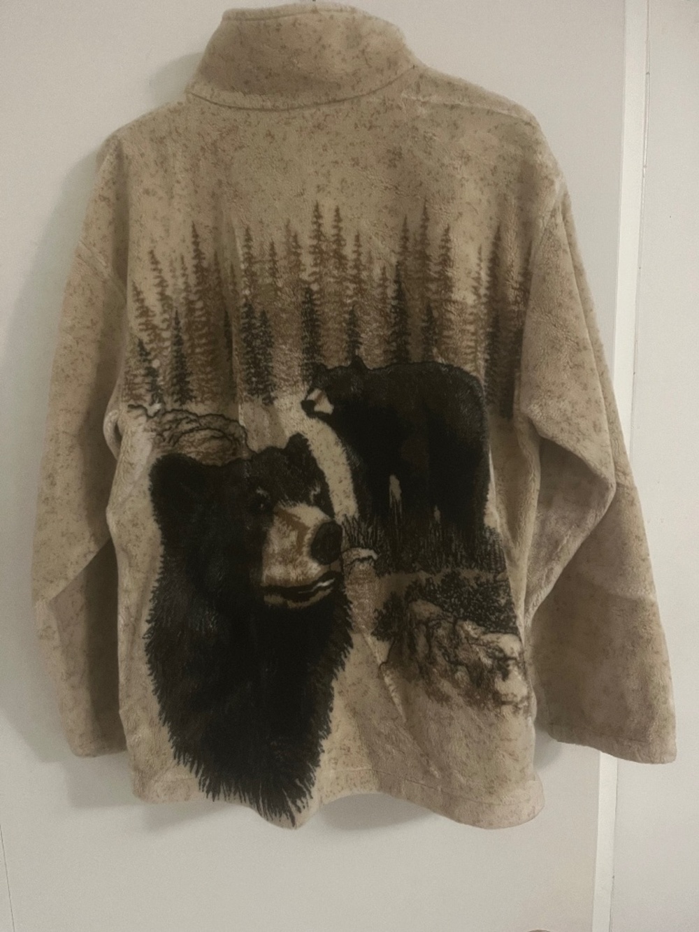 Vintage Black Bear Wildlife nature Fleece zip up jacket unisex